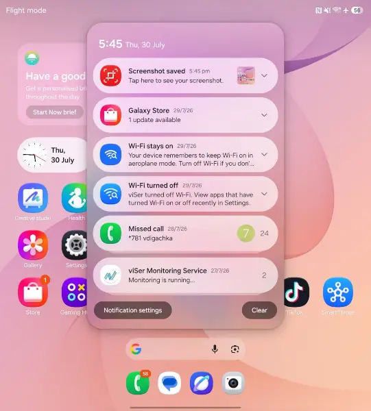 نرم افزار سامسونگ Z Fold8 ultra