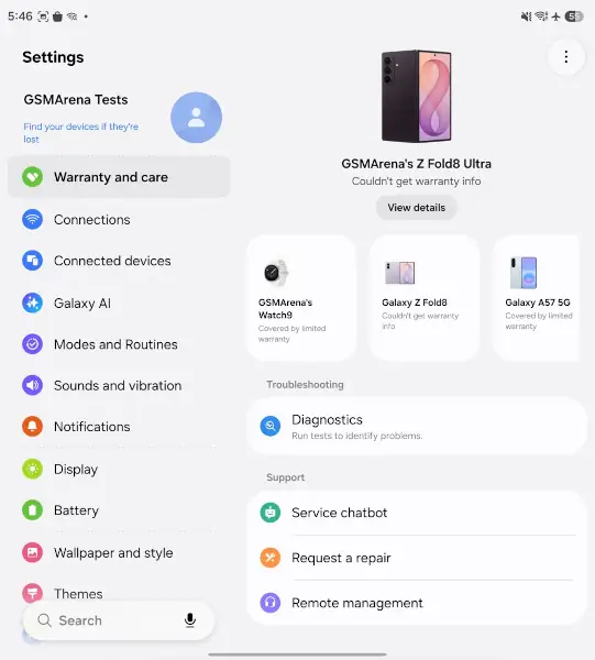 نرم افزار سامسونگ Z Fold8 ultra